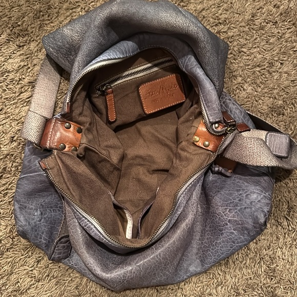 Free People Embossed Leather Italian Fold over Messenger crossbody bag Purse EUC - Picture 12 of 14